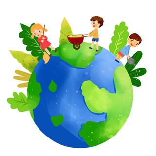 简洁卡通绿色保护地球元素GIF图